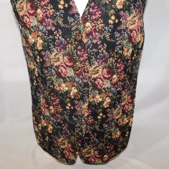 Vintage Minster Leonard Womens 14 Floral Tapestry Button Up Vest - Picture 4 of 11